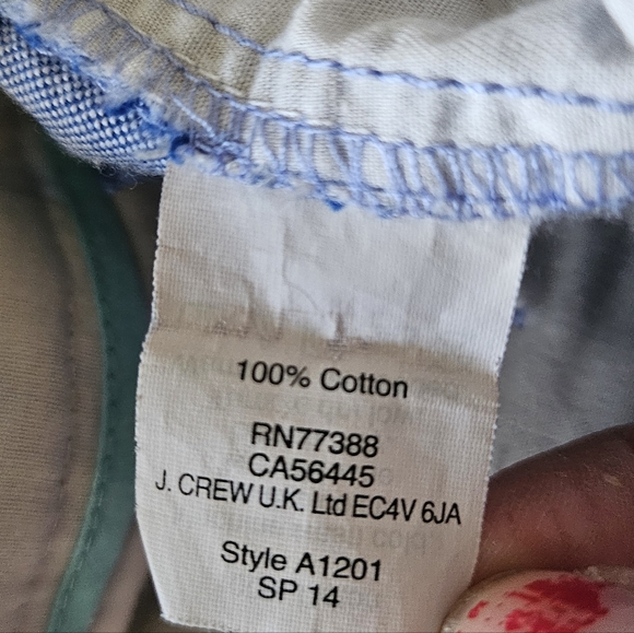 J. Crew Factory Blue Chambray Cropped 100% Cotton Preppy Trouser Pants, Size 00 - Picture 8 of 9